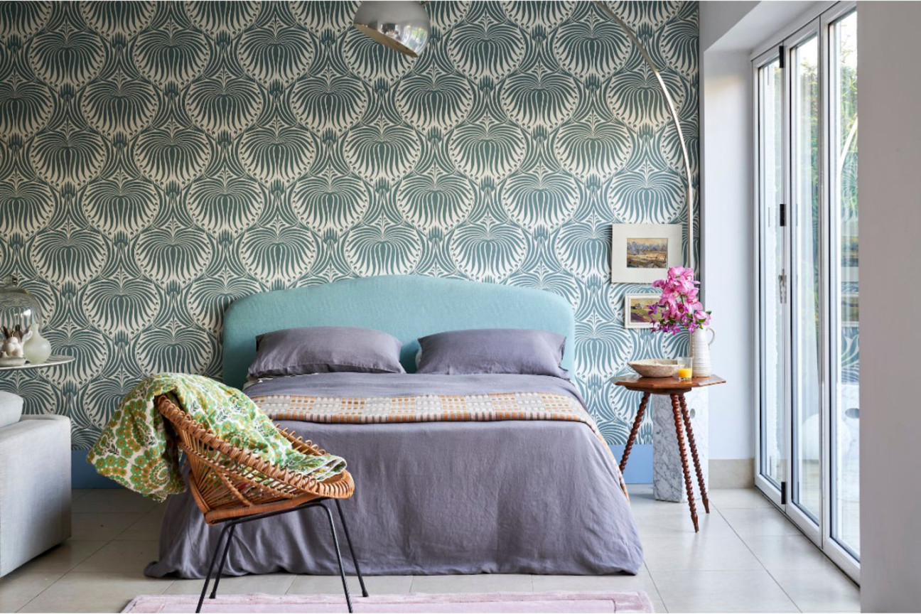 Ideen für die Wand hinterm Bett: Tapete von Farrow & Ball